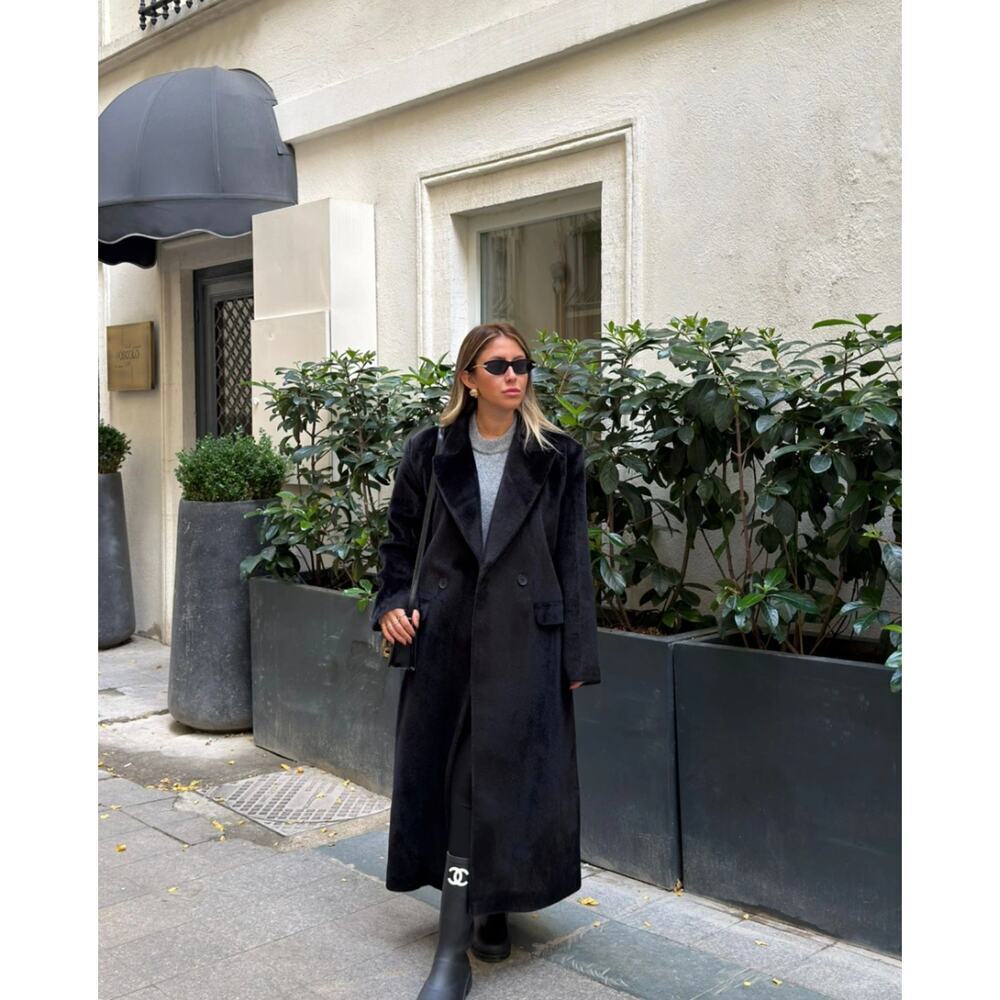 Black Faux Fur Coat Women Luxury Soft Jacket Elegant Plush Outerwear - Picture 3 of 10